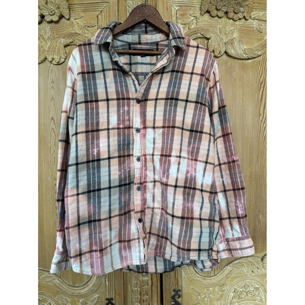 Upcycled Cat Patch Flannel Shirt Medium PacSun Cottagecore Folk Art - Picture 4 of 7